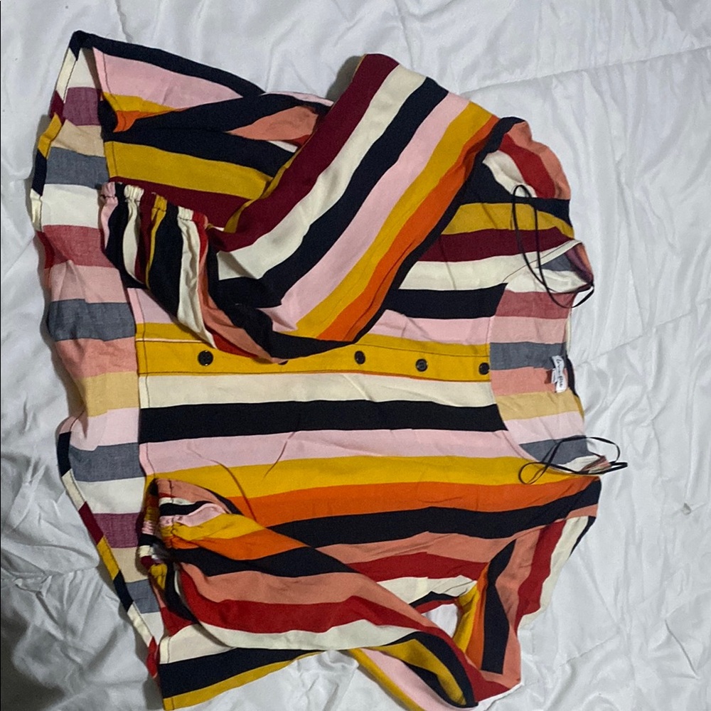 Striped Multicolor Button-Up Blouse
